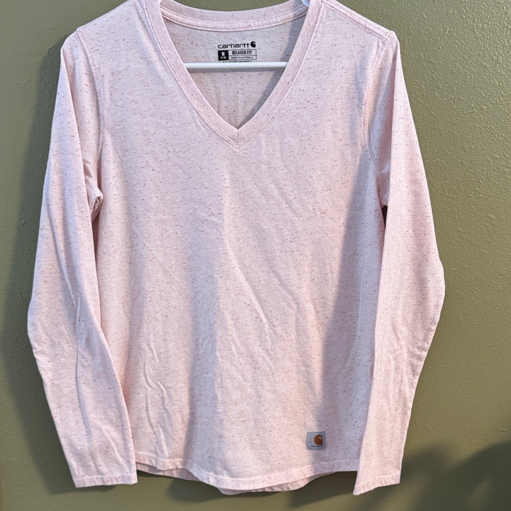 Carhartt Light Pink V-Neck Long Sleeve Shirt